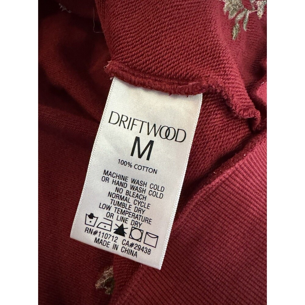Driftwood Cranberry Size Medium Floral Embroidered Zip Up Hoodie Flaw: Zipper - Picture 7 of 7